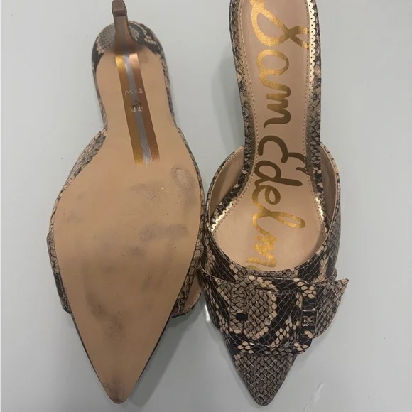Sam Edelman Snakeskin Mules with Buckle Detail - Picture 6 of 9